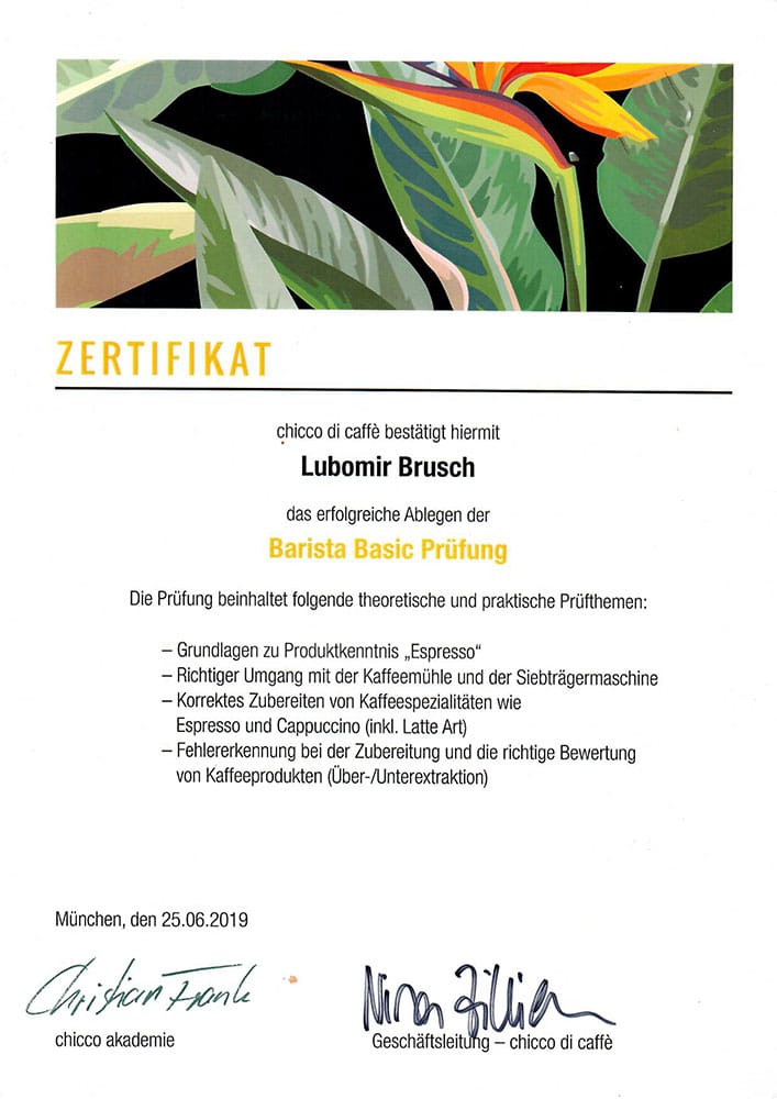 Barista-Zertifikat Coffee-Bike-Munich